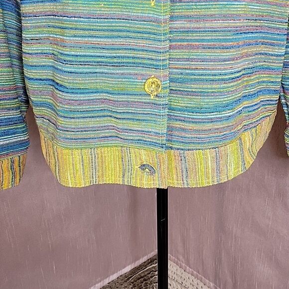 DRAPERS AND DAMONS Blue, Yellow, Red Striped Jacket Large - Picture 3 of 8